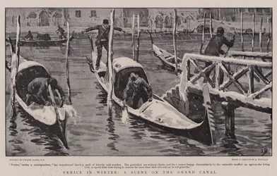 Venezia in inverno, una scena sul Canal Grande